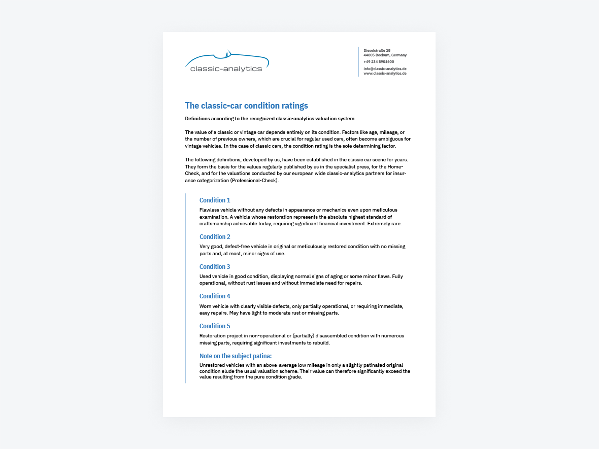 Classic car condition ratings